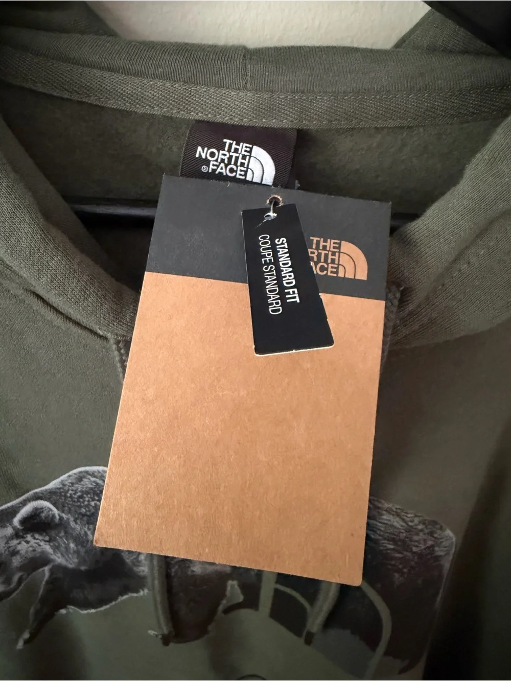 NWT The North Face Men's Bear Graphic Pullover Hoodie Green Large